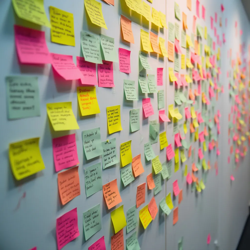 Séance de brainstorming avec des notes adhésives