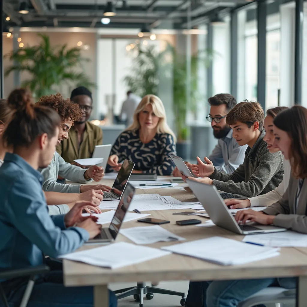 Équipe travaillant sur le développement du calculateur d'impôt